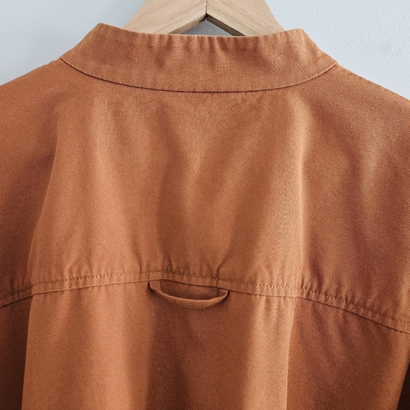Eileen Fisher Washed Organic Cotton Canvas Jacket Medium Orange Chore Minimalist - Picture 5 of 10